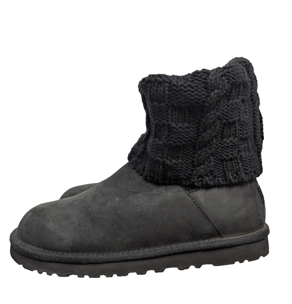 Ugg Austrailia Cassidee Boots Womens 9 Black Sweater Cuff Sherpa Y2K Outdoors